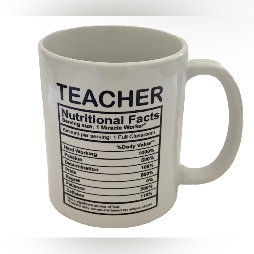 Teacher Mug Nutritional Facts Coffee Tea Mug Cup